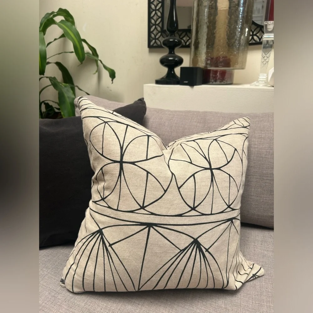 IKEA Ryssby Pillow Square Geometric Pattern Linen Cotton COVER ONLY #0919241